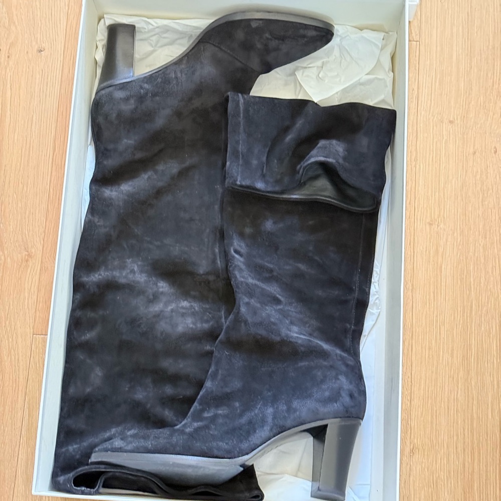 Vince Casper Black Suede Knee-High Boots